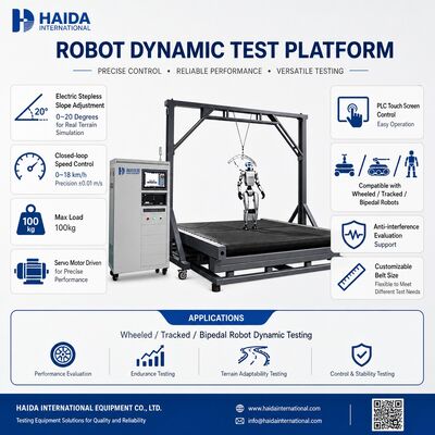 HD Роботизированная динамическая испытательная платформа для тестирования устойчивости при ходьбе, регулируемый наклон 0-20 градусов, контроль скорости 0-18 км/ч