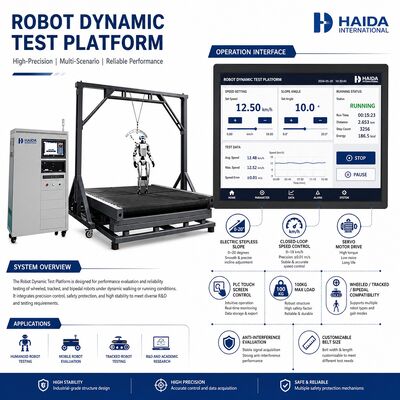 HD Роботизированная динамическая испытательная платформа для тестирования устойчивости при ходьбе, регулируемый наклон 0-20 градусов, контроль скорости 0-18 км/ч