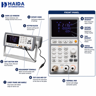 HAIDA Footwear Antistatic Electrical Tester Shoe Resistance Testing Machine ISO 20344 5.10 Standard Shoe Testing Equipment
