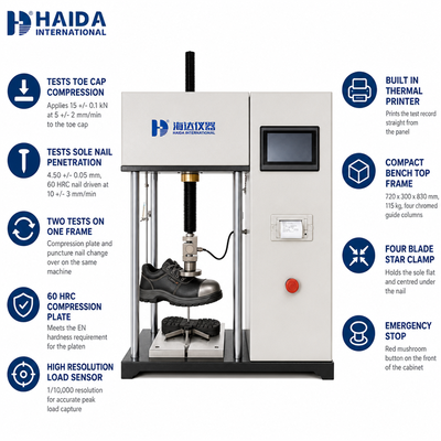 Safety Shoe Compression Puncture Tester Toe Cap Impact Nail Penetration Testing Machine Shoe Testing Equipment